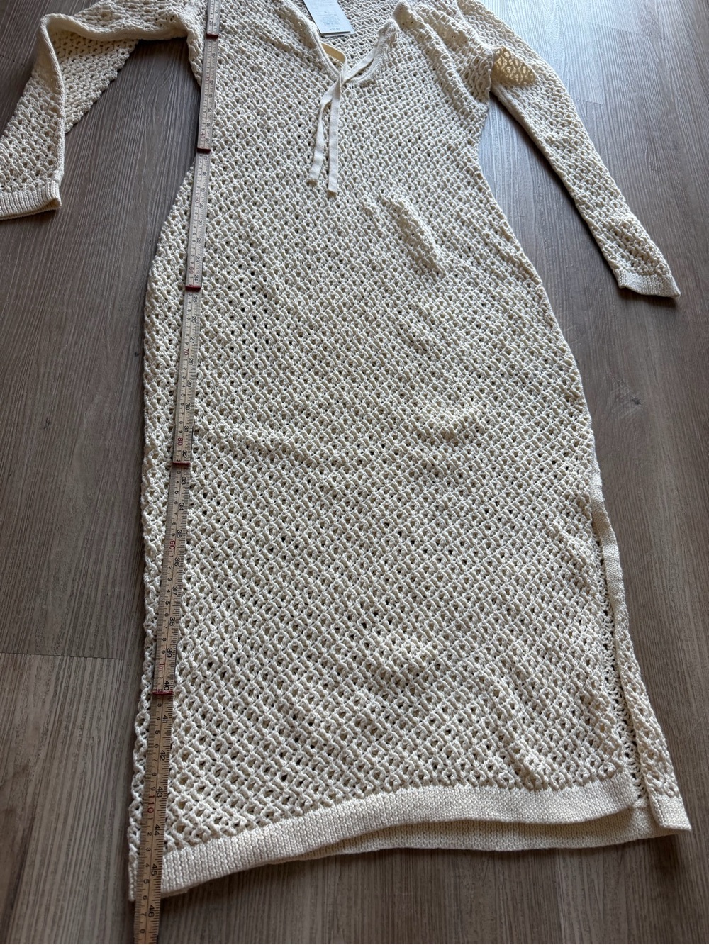 a new day Cream Crochet Maxi Dress with Tie Neck